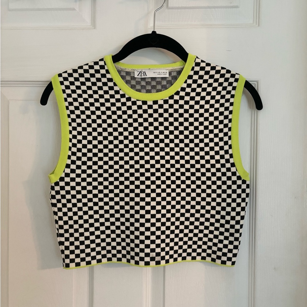 Zara checkered sleeveless crop top